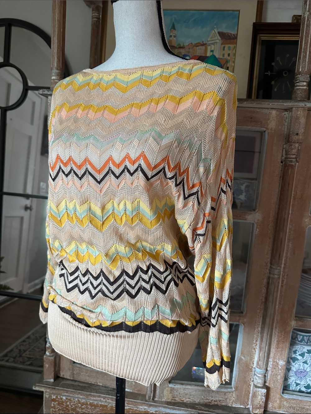 Missoni ZigZag Low Back Boat Neck Top Classic Chevron - Picture 7 of 7
